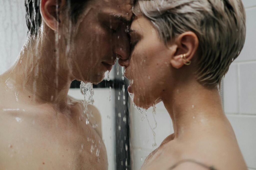 Sex in the Shower: Hot Sex under the Hot Water 3 Close-up of a loving couple sharing a tender moment in the shower.
